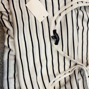 Ambiance Black and White Striped Kids Casual Dress